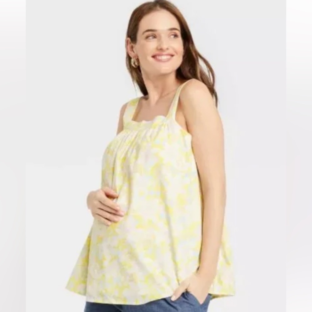 Yellow Floral Maternity Tank Top